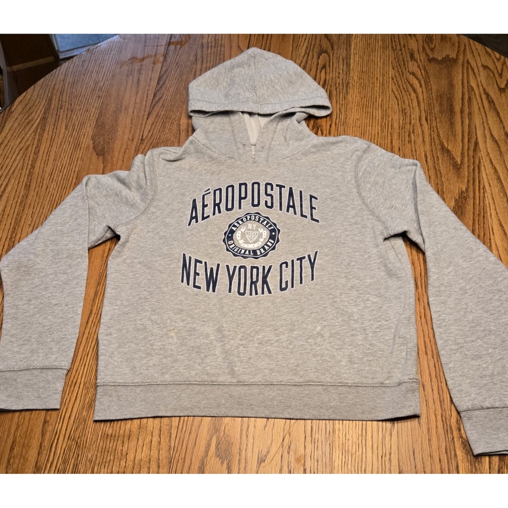 Aeropostale New York City Womens Sweater Hoodie Large Pullover Gray Size Medium